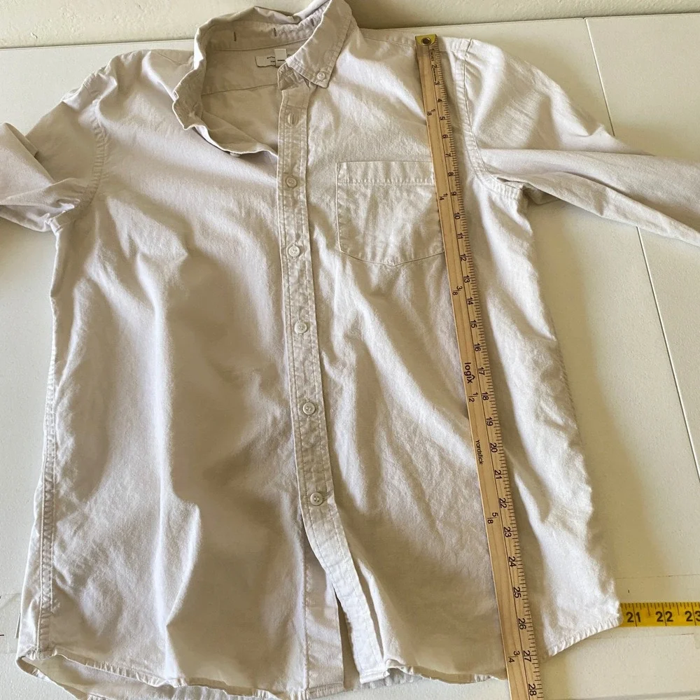 Banana Republic Untucked Fit Mens Shirt M Tall Beige Cotton Button Down
